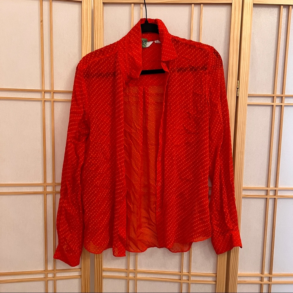 & Other Stories Red Silk Dot Blouse